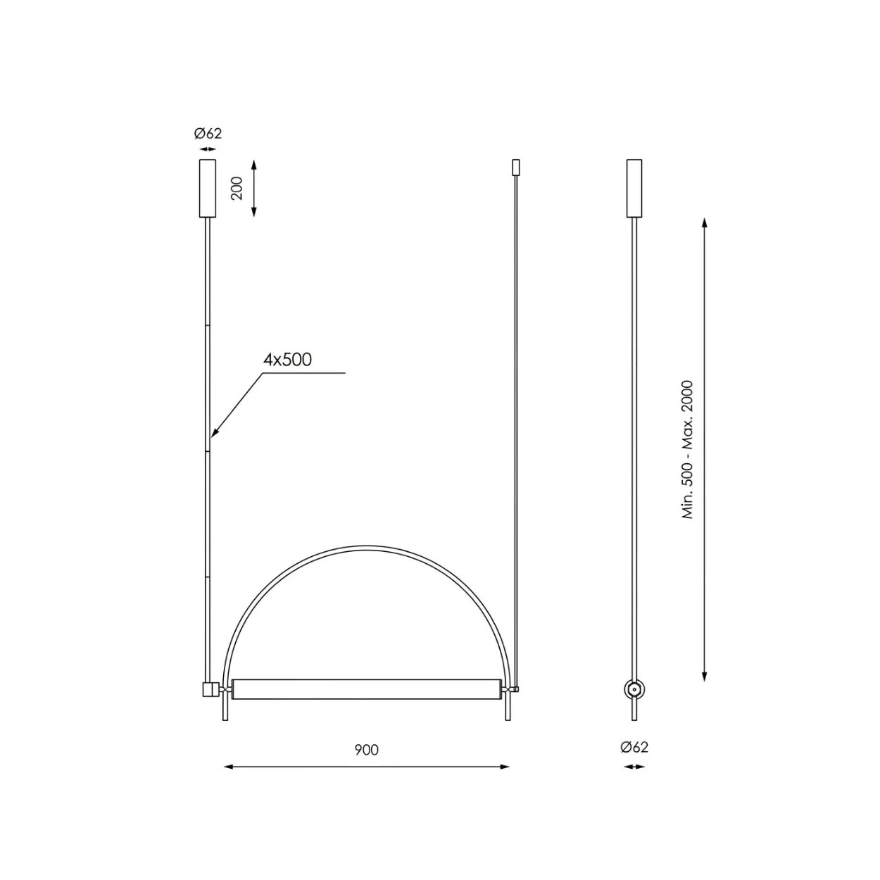 LAMPARA COLGANTE ARC NEGRO - Imagen 2